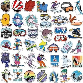Ski Stickers for Kindle Kids Ski Helmet Stickers for Water Bottles Scrapbook Laptop Book Waterproof(50 Pcs)