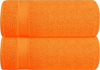 Belizzi Home Cotton 2 Pack Oversized Bath Sheet 35x70, Large Bath Sheet, Ultra Soft, Absorbent, Compact, Eco-Friendly, Recyclable, Quick Drying and Lightweight Towel - Orange