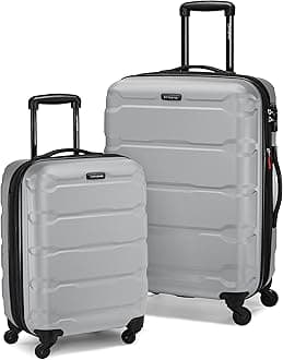 Omni PC Hardside Expandable Luggage with Spinner Wheels, Silver, 2-Piece Set (20/24)