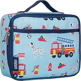 Wildkin Kids Insulated Lunch Box Bag for Boys & Girls, Reusable Kids Lunch Box is Perfect for Elementary, Ideal Size for Packing Hot or Cold Snacks for School & Travel Bento Bags (Firefighters)