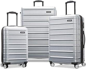 Omni 2 Hardside 3 Piece Set - Includes Global Carry-On, Medium, & Large Checked Suitcases - 360° Dual Spinner Wheels - Integrated TSA Lock & Expansion - Amazon Exclusive - Artic Silver