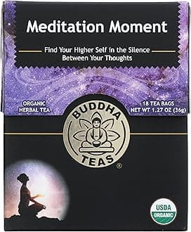 Organic Meditation Moment Tea - Herbal Tea - For Health & Wellbeing - With Antioxidants & Minerals - Clean Ingredients - Caffeine Free - OU Kosher & Non-GMO - 18 Tea Bags (Pack of 1)