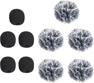 5 Packs Lavalier Microphone Wind Screen Furry Muffs Diameter 1cm Fits Most Lapel Clip Lav. Mini Lapel Microphone Dead Cat Windscreens (5 deadcats and 5x1cm Foam)