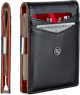 Slim Wallets for Men. Minimalist Bifold Wallet With Money Clip & ID Window. RFID Blocking Credit Card Holder Front Pocket Wallet, Gifts For Men - Husband Father On Birthday Anniversary.