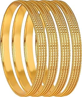 JFLJewellery for Less Golden One Gram Gold Plated Bangle Set For Women