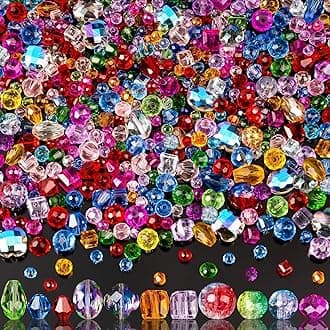 636pcs Glass Beads for Jewelry Making Assorted - Mixed Colorful Rainbow Craft Bead Bulk with Holes, Crystal Bead for Suncatchers Faceted Glass Beads for Bracelets Earring Making Birthday Gifts
