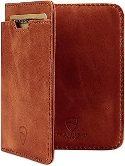 CITY Slim RFID Bifold Leather Wallet for Men – Euro/GBP Note Size, Does Not Fit US Dollar Bills, Minimalist Front Pocket Card Holder, Holds 9 Cards & Cash (Cognac)