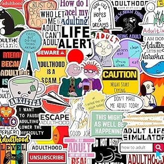BulbaCraft 100Pcs Funny Adulting Stickers, Adulting is Hard Stickers, Funny Decals for Adults, Adult Reward Decals, Gifts for Women & Men