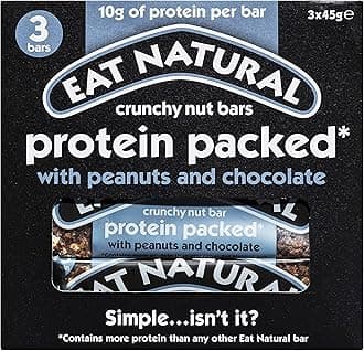 Eat Natural Protein Bars, Protein Packed with Peanuts & Chocolate Bars, 3 x 45g