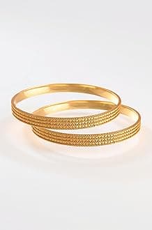 JFL - Jewellery for Less Golden One Gram Gold Plated Bangle Set For Women
