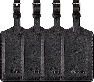 4 Pack Leather Luggage Travel Bag Tags by Travelambo Black