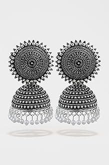 Fashion Frill Women's Jewellery Earrings For Women Traditional Gold Plated Floral Golden Pink Jhumkas Pearl Studded Drop Earrings For Women Gift For Sister