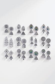 earrings for women fashion jhumka oxidised Silver Earrings for women Combo chandbali pearl chandbali stylish jhumkas traditional Earrings For girls South indian traditional Ear Rings -M879